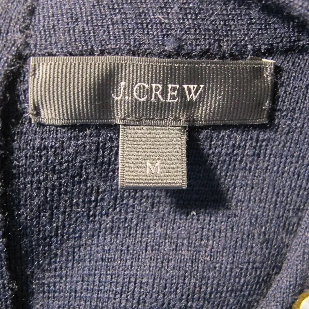 J. Crew‎ Sweater Women's Medium Blue Jeweled Merino Wool Blend Pullover